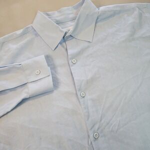 Onia Menswear Mens L Linen Blend Light Blue Long Sleeve Casual Button Down Shirt